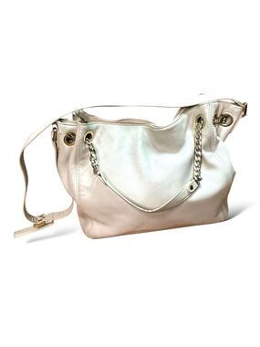 MICHAEL MICHAEL KORS Genuine Leather Cream Crossbody Hand Bag Goldtone Hardware